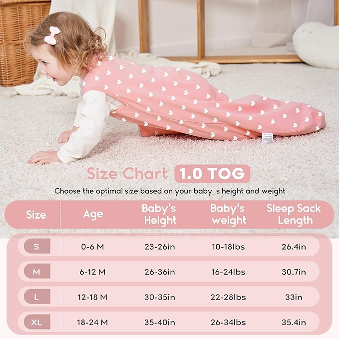 Yoofoss Baby Sleep Sack 0-6 Months TOG 1.0 Baby Wearable Blanket, 2 Pack 100% Organic Cotton Infant Toddler Sleeping Sack 2-Way Zipper Lightweight Sleep Sack