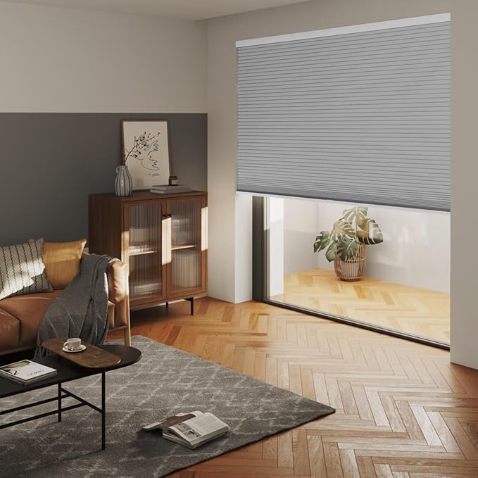 MYshade Cordless Blackout Cellular Shades for Windows, Honeycomb Window Shades with Thermal Insulation, Child & Pet Safe Room Darkening Shade, Easy Install,38.5" W x 72" H, Grey