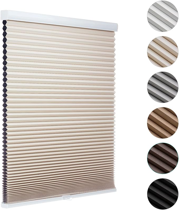 MYshade Cordless Blackout Cellular Shades for Windows, Honeycomb Window Shades with Thermal Insulation, Child & Pet Safe Room Darkening Shade, Easy Install,50" W x 72" H, Beige