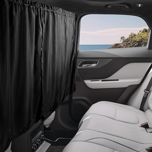 Car Privacy Curtain - Universal Auto Divider Between Rear Seat, Blackout Sun Shades, Side Window Covers for Travel, Camping, Nap, Sleeping (1Pc)