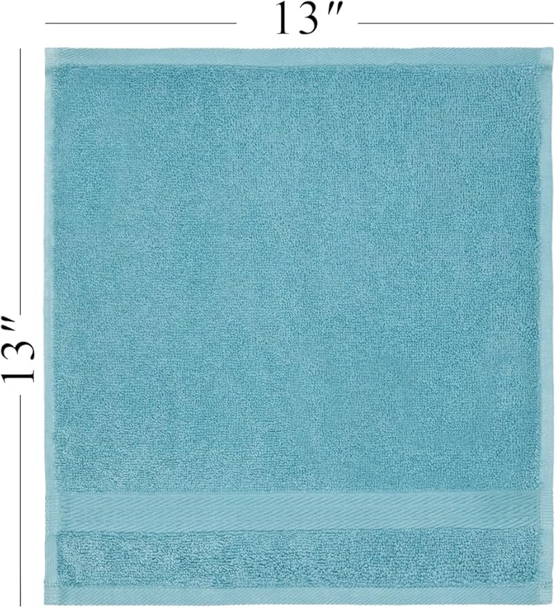 Ozdilek 6-Piece Washcloth Set 13x13 100% Turkish Cotton, 600 GSM, Soft, Gentle on Sensitive Skin, Multi-Purpose Use, Washable, Reusable, Ideal for Baby Care & Spa 6 Towels (Milky Blue)