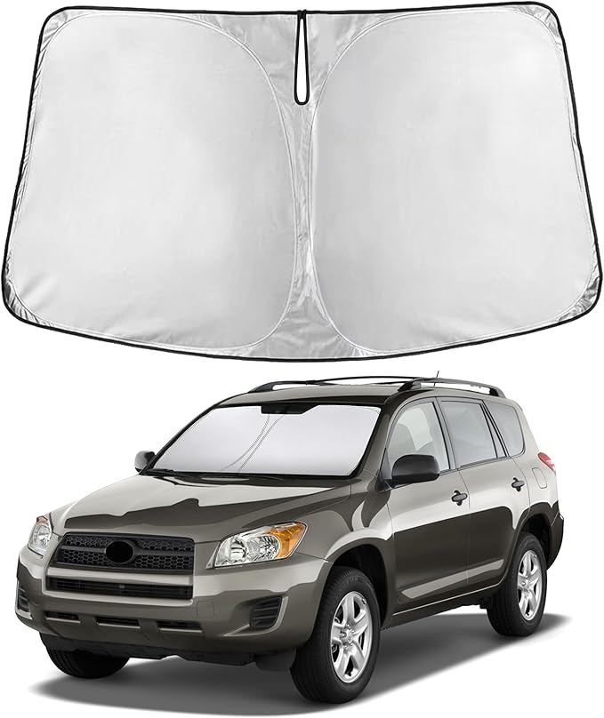 EcoNour Windshield Sun Shade for Toyota RAV4 2006–2012 | Front Window Sunshade | Foldable Car Sun Protector | Blocks UV Rays & Keeps Interior Cooler