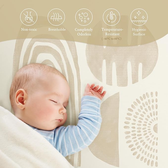 PopsyKosy Premium Baby Floor Play Mat - Extra Thick & Cushioned 1 inch Playroom Foam Mat, Non-Toxic Odorless - 6 Tiles - Spacious 6x4 ft. - Stylish & Large, Waterproof for Kids & Toddlers- Desert Sand