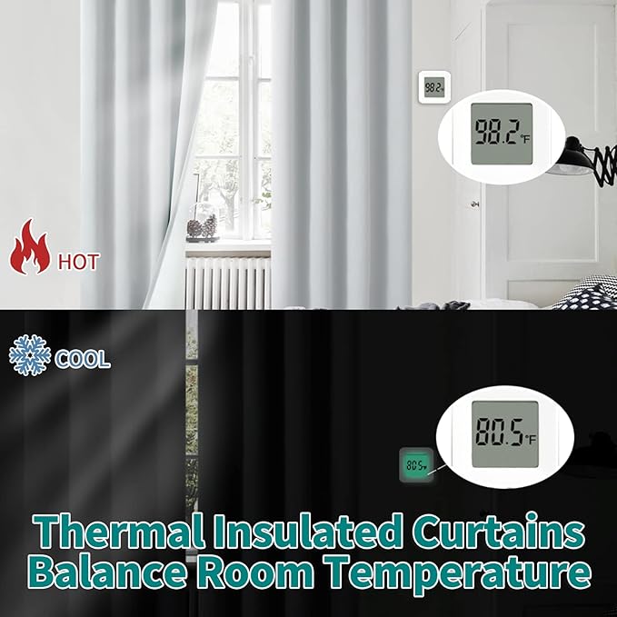 BGment Blackout Curtains for Bedroom 84 Inch Length 2 Panels Set, Thermal Insulated Bedroom Curtains Soundproof Room Darkening Window Curtain Drapes, Each Grommet Curtains 52 Inch Wide, Greyish White