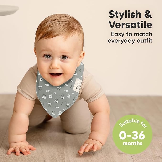 KeaBabies 8-Pack Organic Baby Bandana Bibs for Girls - Super Absorbent Triangle Baby Bibs for Drooling and Teething Infant, 100% Cotton Extra Soft for Newborn, Infant 0-36 Months (Fleur)
