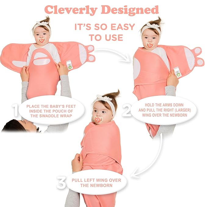 Bublo Baby Organic Zipper Swaddles for Newborns – Swaddles 0-3 Months, 3-Pack – Infant Sleep Sack with Zipper – Adjustable & Breathable Swaddle Blanket Wrap for Newborn Girls (Dusty Pink)