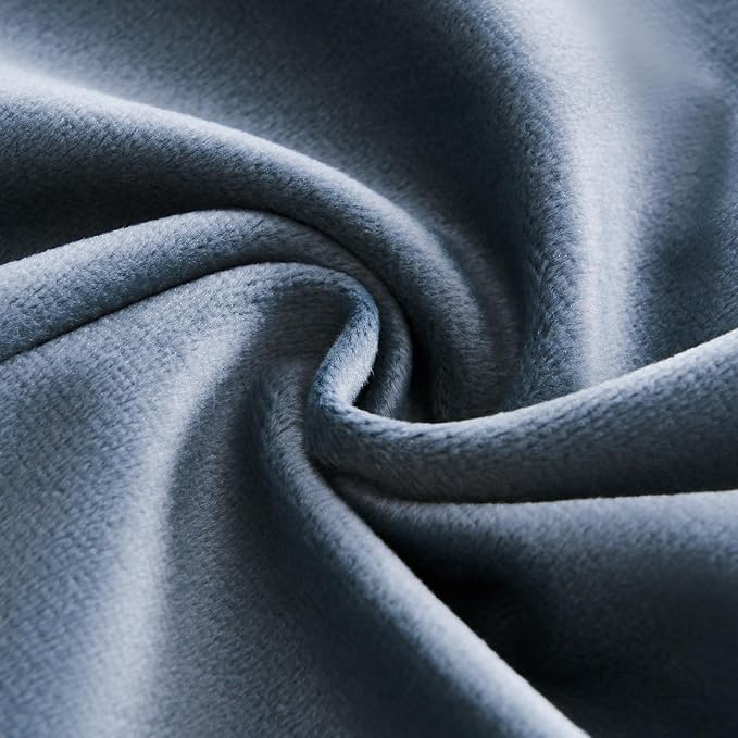 Topfinel 90 Inches Long Blue Velvet Curtains for Bedroom,Velour Cold Weather Thermal Dusty Blue Winter Decorative Room Darkening Viral Luxury Crushed Velvet Aesthetic Drapery Panels 2 Panels