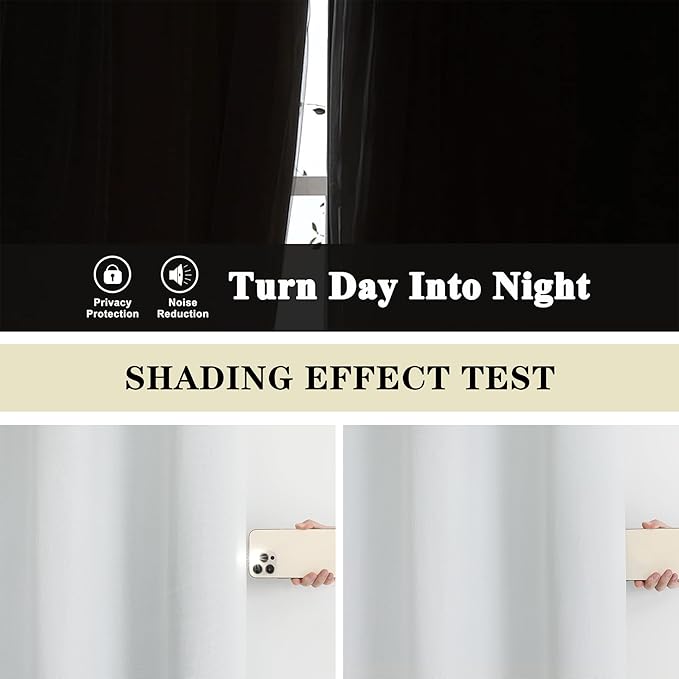 Aiyufeng 100% Light Blackout Curtain Liners with 14 Rings, Window Curtain Liner for 54Inch Curtains, Each 36" Wx50 L, 2 Liners Per Set with 14 Pieces Rings(Greyish White, 36x50 2 Pieces)