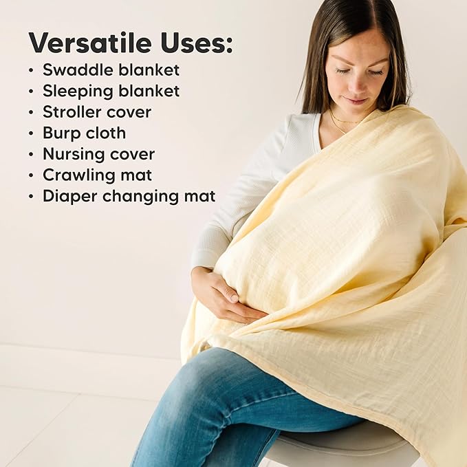 4-Pack Muslin Swaddle Blankets for Boys, Girls - Organic Baby Swaddles for Newborns, Soft & Breathable Receiving Baby Blankets for Girl, Boy, Neutral, Newborn Essentials Gift (Mirage)