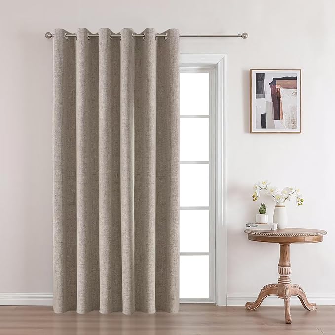 Joydeco Blackout Room Divider Curtains, Extra Wide Sliding Door Drapes Living Room Curtains, Linen 1 Panel 70W x 90L Inch Patio Door Drapes for Room Privacy