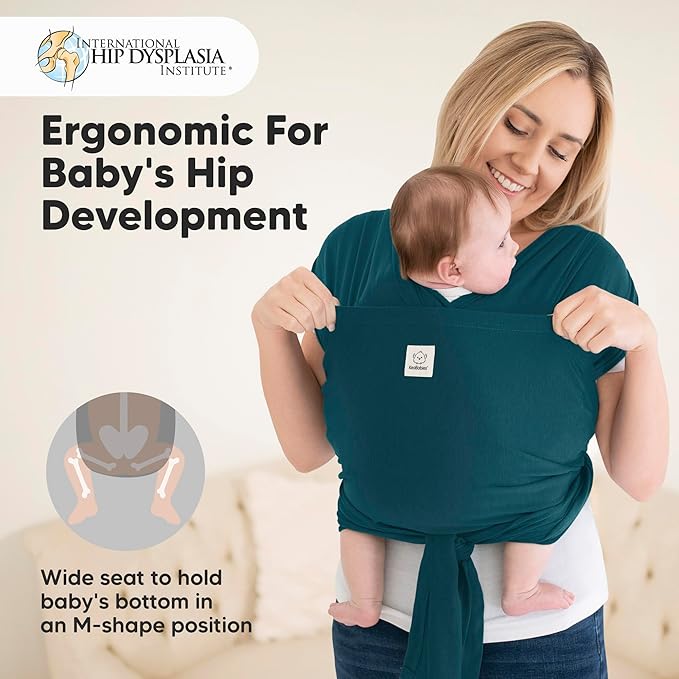 KeaBabies Baby Wrap Carrier Ring Sling - Easy to Wear, Adjustable D-Lite Baby Carrier Newborn to Toddler, Infant Carrying Shirt, Hands Free Bonding, Breathable Fabric Wearing Wrap (Peacock Green)