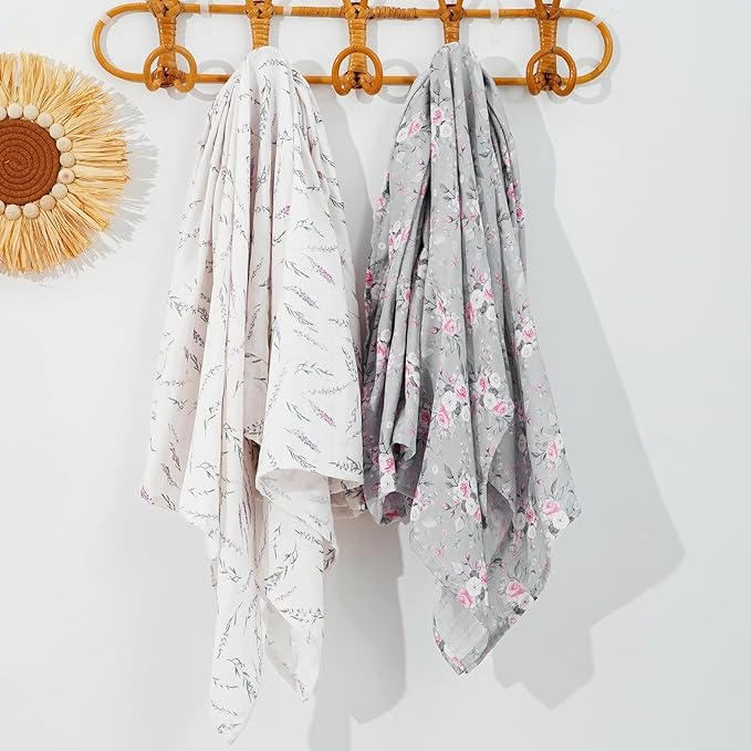 Baby Muslin Swaddle Blankets,2 Pack Receiving Blanket Baby Girl & boy,Large47 x 43 inches,Soft & Skin Friendly Baby Blanket Wrap(Florals)