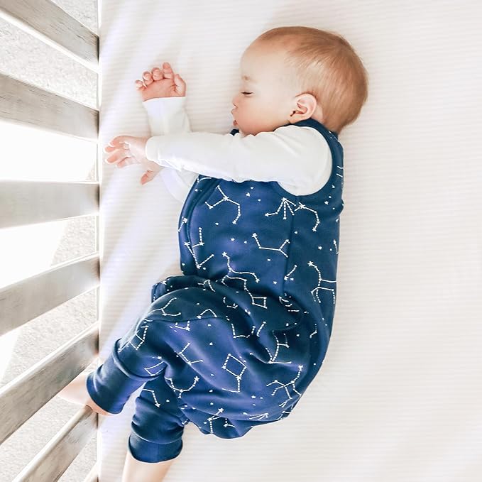 Woolino 4 Season Baby Sleep Bag Sack with Foot Opening, Merino Wool and Organic Cotton, Toddler Sleeping Bag, 3-4T, Night Sky
