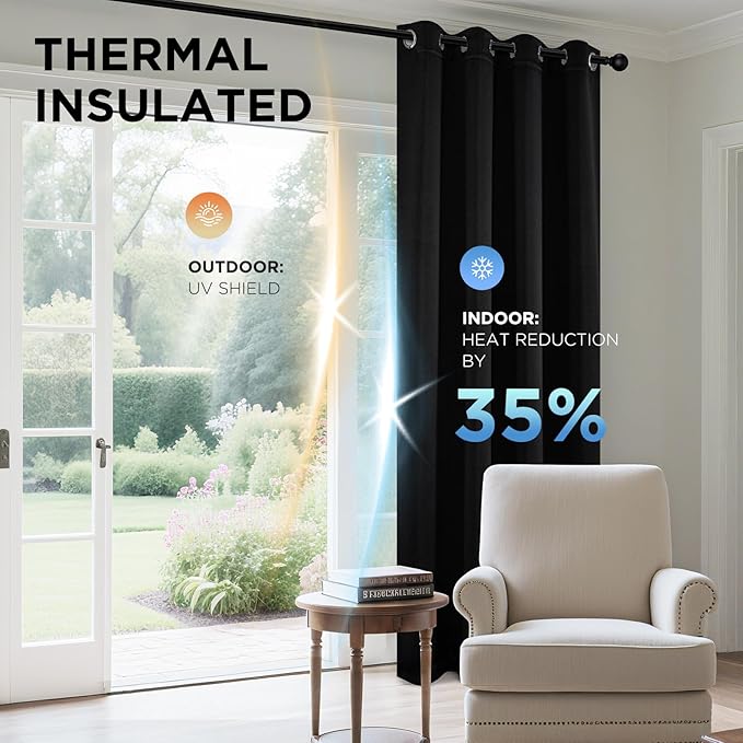 Joydeco Blackout Curtains 72 Inch Length 2 Panels Set, Thermal Insulated Long Drapes 2 Burg, Room Darkening Grommet Curtains for Living Room Bedroom Window