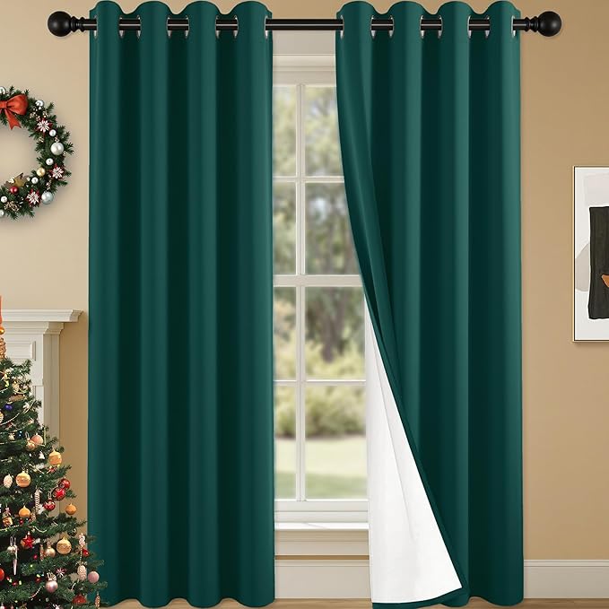 100% Blackout Curtains 108 Inch Length for Bedroom Living Room, Grommet Thermal Insulated Room Darkening Drapes, Light Blocking Window Treatment Decor, 2 Panels, 54x108, Sapphire