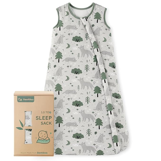 Yoofoss Rayon Made from Bamboo Baby Sleep Sack 0-6 Months 1.0 Tog Baby Wearable Blanket, Super Soft Infant Toddler Sleeping Sack 2-Way Zipper