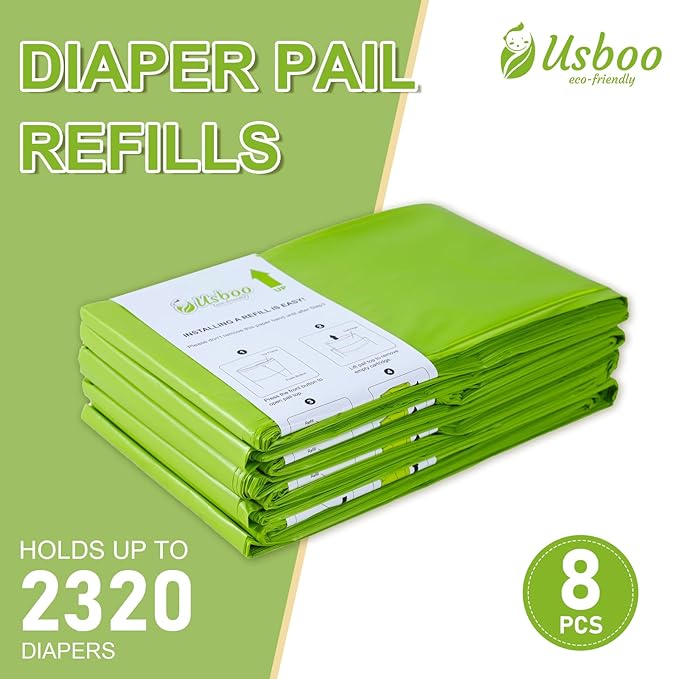 USBOO Refills Compatible with Dekor Plus Diaper Pail | 4 Pack | Disposable Diaper Pail Refill | Extra Thickness | Diaper Trash Bags | Cherry Blossom Scented | Holds up to 2320 Diapers