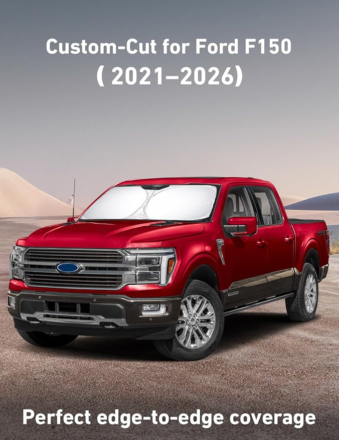 Econour Windshield Sunshade for Ford F-150 2021-2024 2025 2026, Sun Visor for Front Windshield & Window Sun Shade Cover, UV Heat Blocker & Protector, Car Accessories