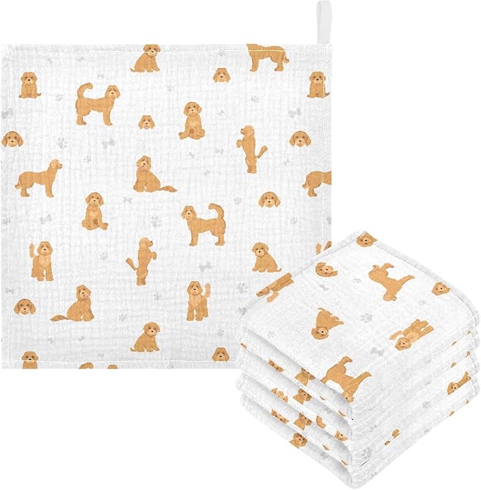 vvfelixl Baby Cotton Washcloths Labradoodle Dog Infants Bath Towel for Unisex Puppy Face Towels for Newborn, Natural Baby Wipes Delicate Skin, 11.8 X 11.8 inch, one sizex3