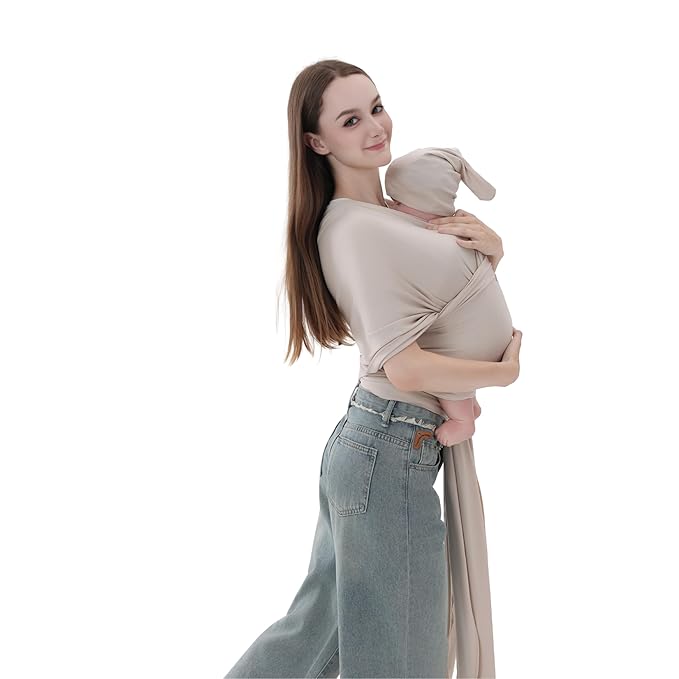 Baby Wrap Carrier for Newborns to Toddlers (8-35 lb), Modal Soft-Stretch Sling, Breathable All-Season, Quick Tie with Center Marker, Machine Washable Beige