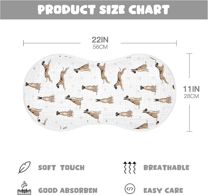 Qinllo 2 Pack Muslin Burp Cloths Great Dane Dog White Cotton Baby Burp Cloths Ultra Absorbent and Soft Thick Burping Cloth for Newborn Babies Boys Girls 22x11 Inch