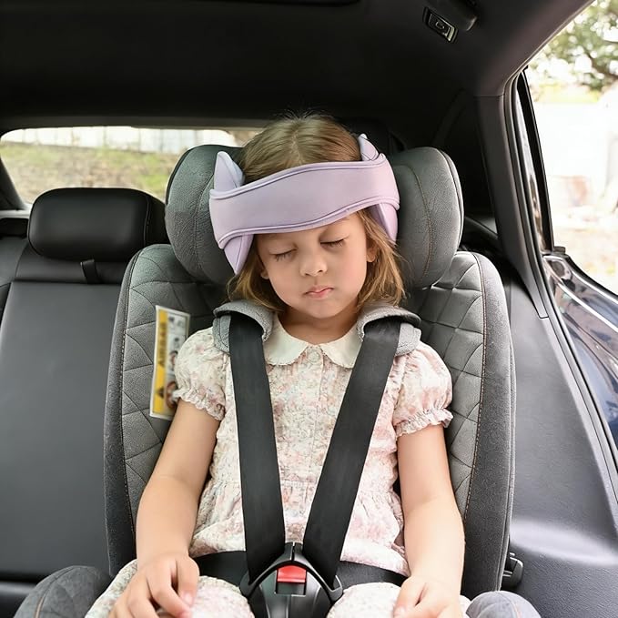 Adjustable Baby Car Seat Head Support Band, Baby Safety Car Seat Neck Relief Hold, Comfortable Head Hold Head Strap for Baby, Kids, Children, Purple