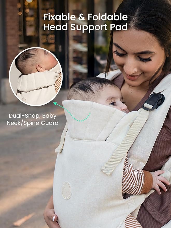 GROWNSY Baby Carrier, One-Click Release Clasp for Easy to Wear, Cozy Wraps Carrier Newborn to Toddler with Head Support(7-44lbs), Ergonomic & Lightweight for Infant to Toddler, Cream