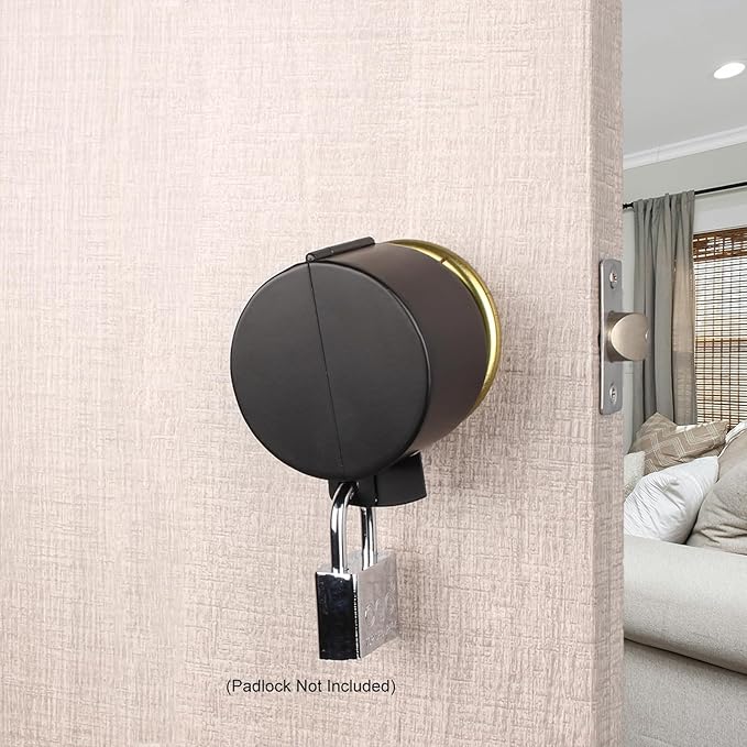 Door Knob Lockout Device Child Safety Doorknob Locking Cover Door Handle Lock,Prevents Access to Keyholes, Turing and Operating Door Knob, Black