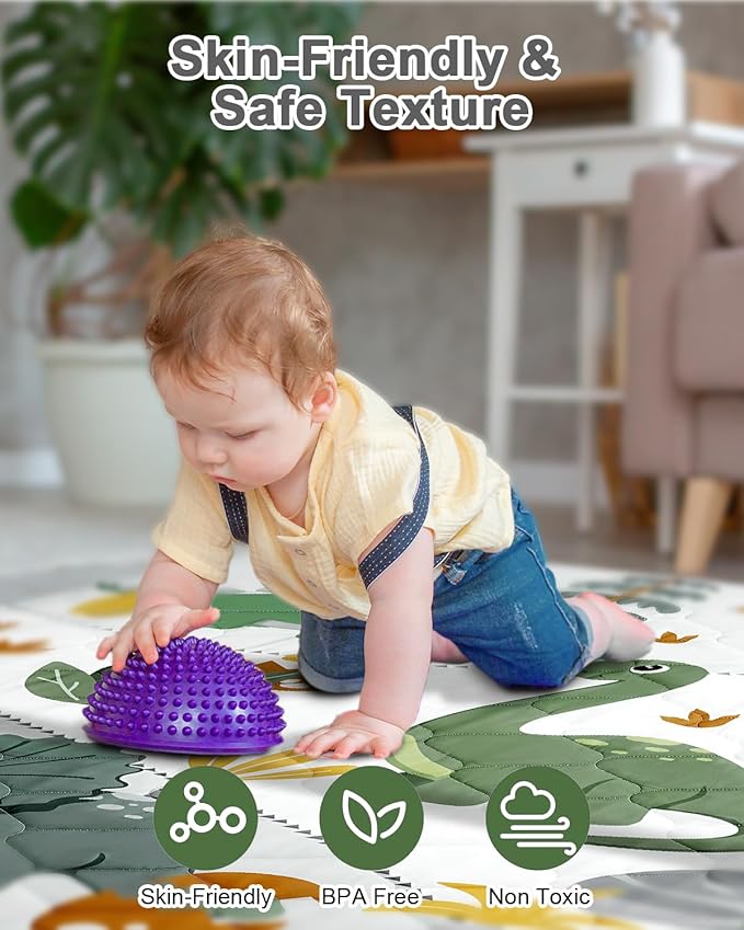 Premium Foam Baby Play Mat 50x50 – Removable & Machine Washable Cover, Extra Thick Padding Playpen Mat, Non-Slip Crawling Mat, Easy to Clean for Infants, Toddlers & Babies