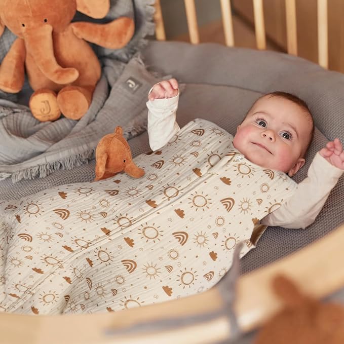 MEXXI Baby Sleep Sack 3-6 Months 1.0 TOG, 2 Pack Muslin Wearable Blanket, Baby Sleeping Bag with 2-Way Zipper for Babies Unisex