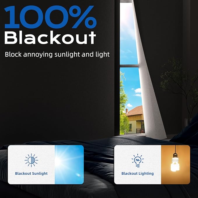 White Blackout Curtains for Bedroom, 100" x 58" Portable Blackout Blinds with 20 Sets Hooks & Loops Strips for 100% Blackout Window Film, Temporary Black-out Shades for Windows Cover Nursery Travel RV