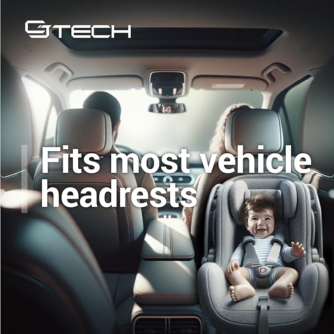 Baby Car Mirror with 360° Rotation - 9.8" Convex Shatterproof Mirror for Baby Safety with Extra Wide & Clear View - Car Seat Rear Facing with Adjustable Straps