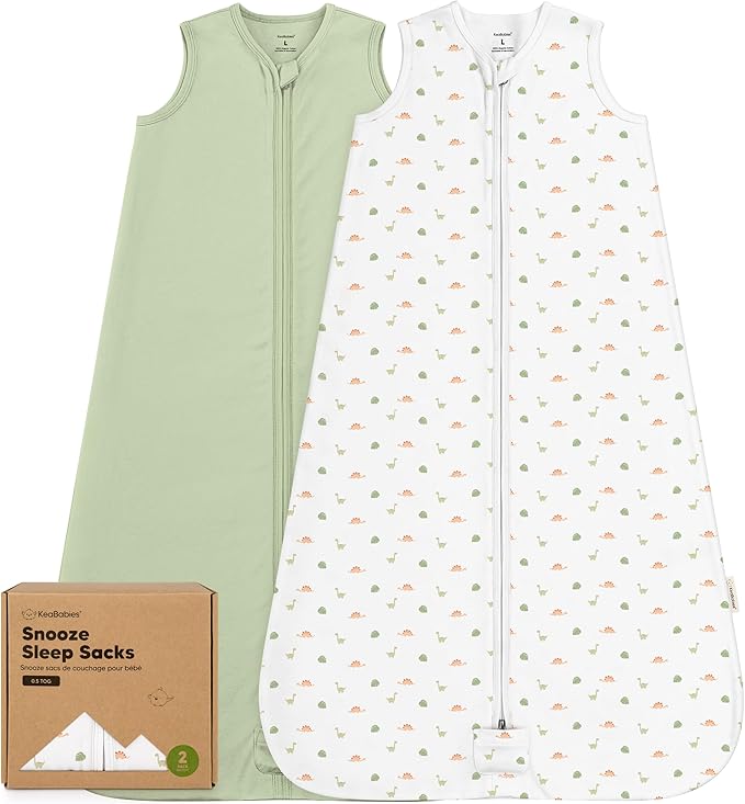 2-Pack Baby Sleep Sacks, Zipper Wearable Blanket - 0.5TOG Organic Cotton, Lightweight,Soft Cozy Toddler Sleeping Sack 12-24 months, Easy to Wear Large Newborn Transition Swaddles Sleepsacks (Roarsome)