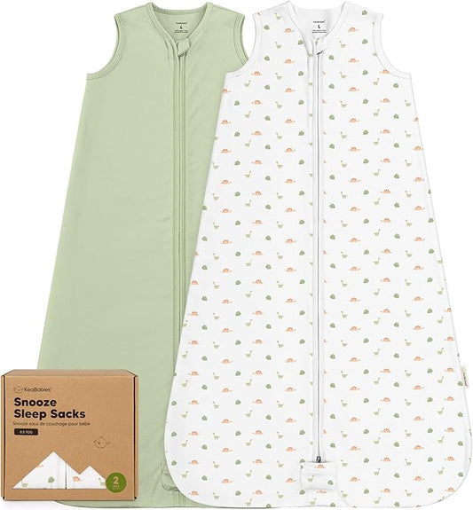 2-Pack Baby Sleep Sacks, Zipper Wearable Blanket - 0.5TOG Organic Cotton, Lightweight,Soft Cozy Toddler Sleeping Sack 12-24 months, Easy to Wear Large Newborn Transition Swaddles Sleepsacks (Roarsome)