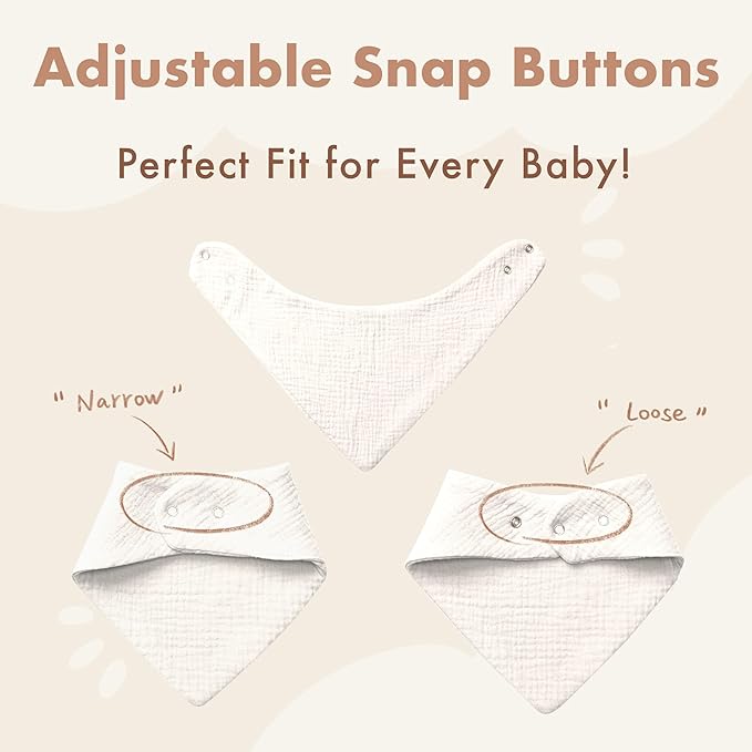COOROBIN 8 pack-Muslin Baby Bibs, 100% Cotton Baby Bandana Drool Bibs, Ultra Soft & Absorbent for Newborns & Infants