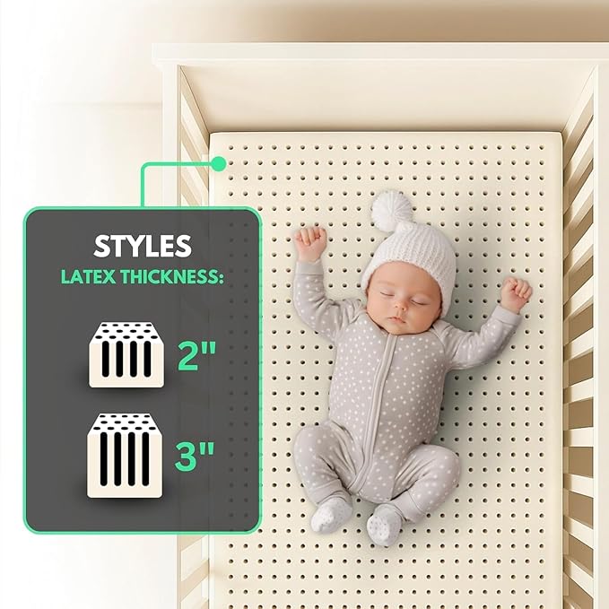 ORGANIC TEXTILES Organic Baby Mattress Topper with Heather Grey Cover - GOLS/GOTS Certified - Breathable, Hypoallergenic 3" MiniCrib (38"x24")