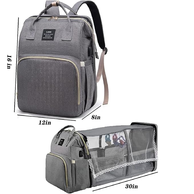 Baby Diaper Bags with Changing Station,900D Oxford Waterproof Diaper Bag Backpack for Moms Dads with USB Charging Port,Large Capacity Baby Essentials(Ungrade Grey)