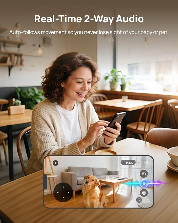 Dual Lens Security Indoor Camera 5G/2.4G WiFi, 2K+2K Pet Smart Camera with Pan Tilt for Home, Baby Monitor, AI Tracking, Motion Detection, Color Night Vision, 2-Way Talk, No Dead Zone, 355° View
