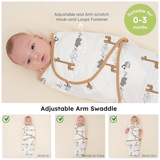 Yoofoss Baby Swaddles for Newborns 100% Organic Cotton, Adjustable Swaddle Sleep Sack 0-3 Months Newborn Swaddle Sack, Breathable Soft(Small)