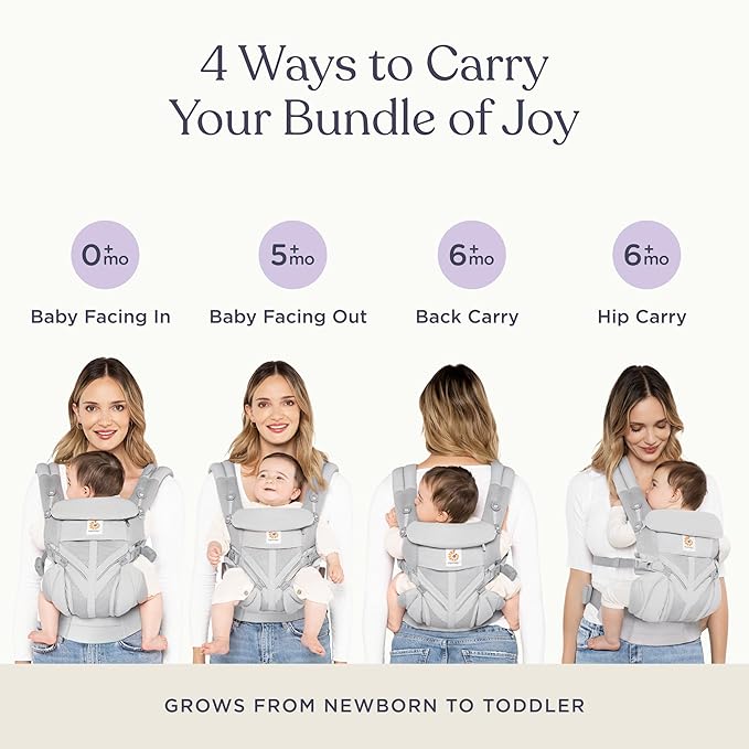 Ergobaby Omni Classic Baby Carrier Newborn to Toddler - Breathable Baby Carriers for Summer - All-Position Carrier with Lumbar Support (7-45 Pounds), Mesh, Natural Beige