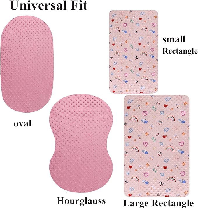 Dot Bassinet Sheet Set 2 Pack Stretch Fitted Bedside Sleeper Bassinet Sheets Sheets,Ultra Soft, for Baby Girls and Boys Pink, Love