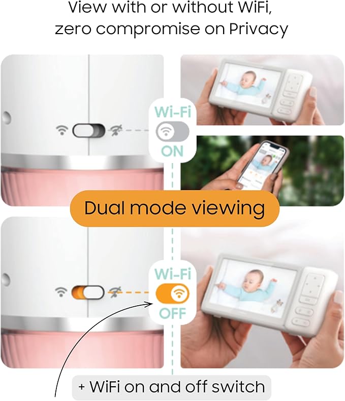CHILLAX DM568 Video Baby Monitor – 2K QHD Baby Monitor with Camera and Audio w/Remote Pan‑Tilt‑Zoom, 5″ 720p Color Screen, Auto Dimming LED, Night Light & Sleep Trainer, Wi‑Fi/Non‑Wi‑Fi Viewing