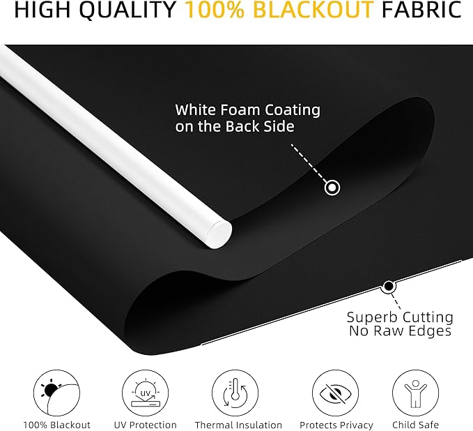 ChrisDowa Cordless Blackout Roller Shades for Windows, Thermal Insulated UV Protection Pull Down Shades, Total Blackout Window Blinds for Home, Office, Bedroom, Door (20" W x 72" H, Black)