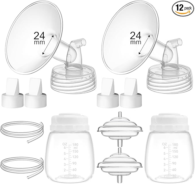 TOVVILD 24mm Replacement Pump Parts for Spectra S1 S2 9 Plus Synergy Gold Includes Flange Duckbill Valve Tubing Backflow Protector Bottle,Compatible with Motif Luna Cimilre Ameda MYA Pump