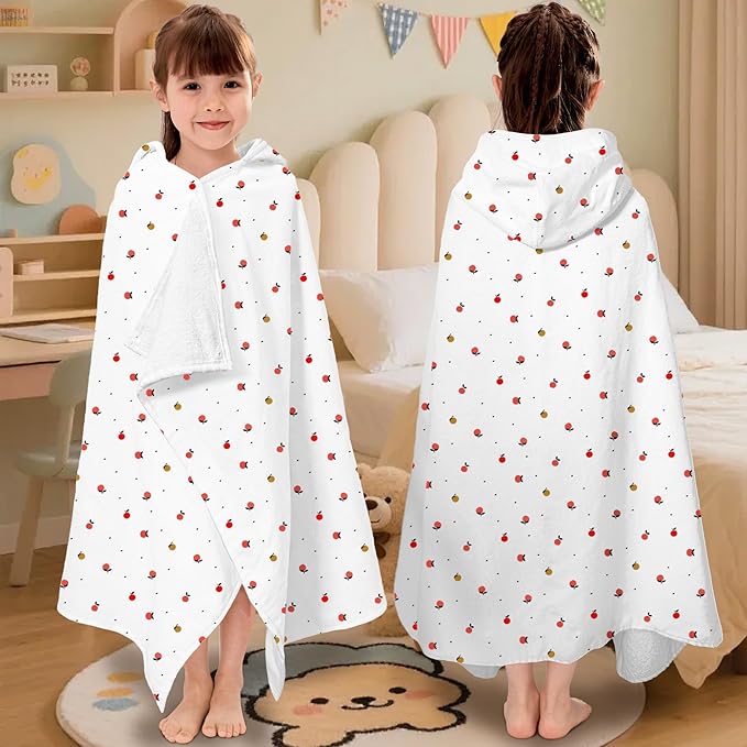 VOOVA & MOVAS Kids Bath Towel with Hood (3-8 Years) – 100% Cotton Soft Absorbent Swim Towel (30"x50") – Perfect for Pool, Beach, Bath,Orange