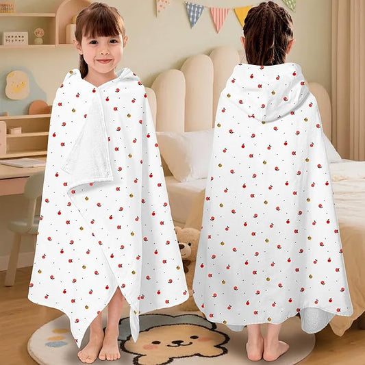 VOOVA & MOVAS Kids Bath Towel with Hood (3-8 Years) – 100% Cotton Soft Absorbent Swim Towel (30"x50") – Perfect for Pool, Beach, Bath,Orange