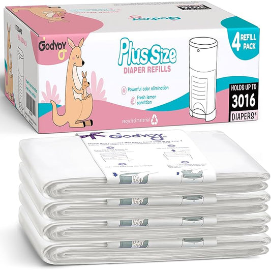 Refills Compatible with DEKOR Plus Diaper Pail Refill Bags| 4 Pack| Super Powerful Odor Eliminator Extra Thick Diaper Pail Bags| Each Holds up to 3016 Diapers| Fresh Lemon Scent| Easy to Replace