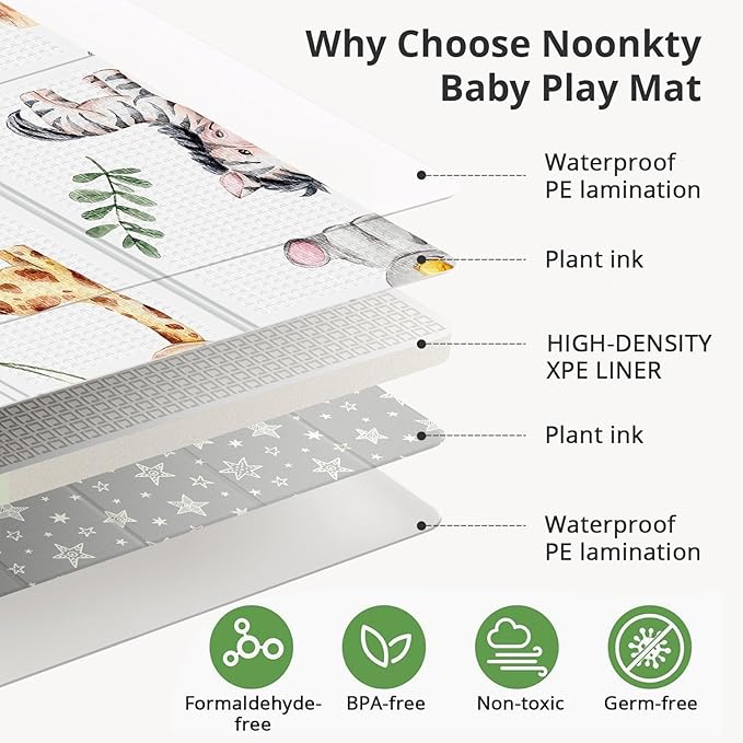 71x59 Baby Play Mat for Floor, Foldable and Foam Babies Activity Tummy Time Playmat, Waterproof & Anti-Slip Crawling Mats, Kids Non Toxic Foam Thick Play Mat for Baby, Toddlers,Lion,71x59