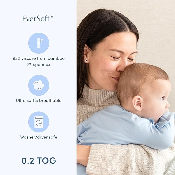 SleepingBaby Bamboo Zipadee-Zip Transition Swaddle – EverSoft Wearable Blanket with Two-Way Zipper for Easy Diaper Changes, X-Small 3-6 months, Sky Blue