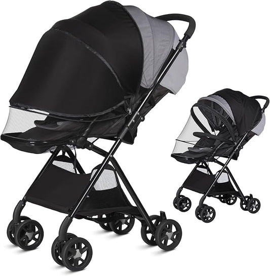 Bemece 2-in-1 Durable Baby Mosquito Net with UPF50+ Sunshade for Stroller, Universal Mosquito for Stroller with Two-Way Zippers & Storage Bag, Breathable & Foldable Baby Bug Net for Strollers